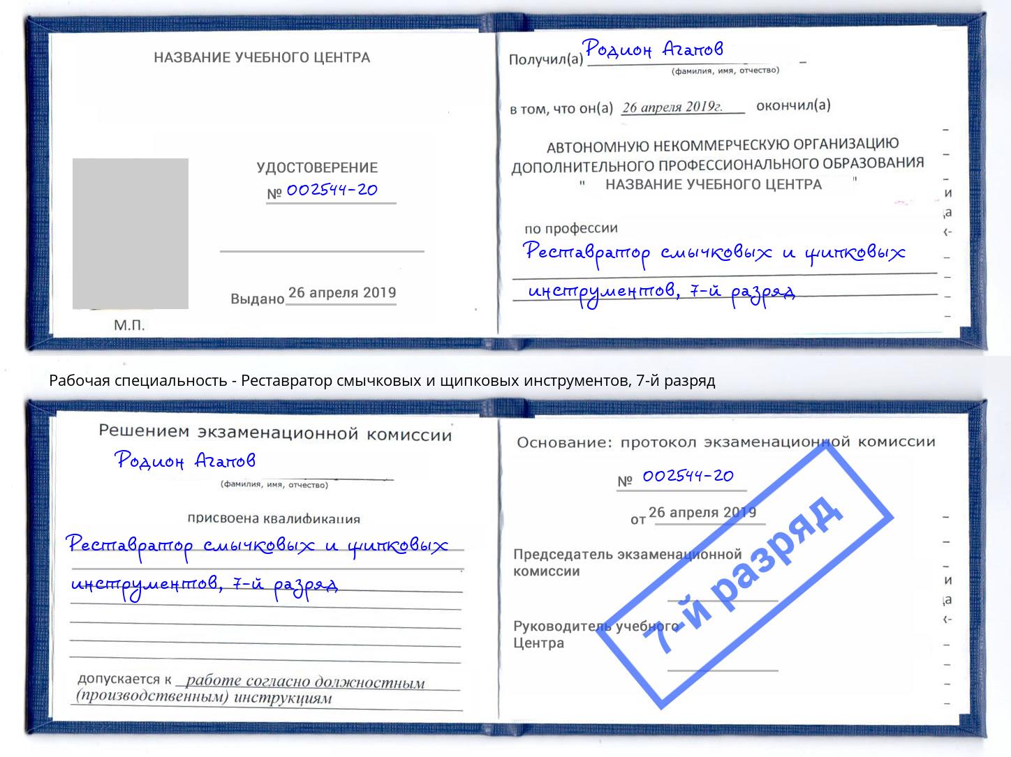 корочка 7-й разряд Реставратор смычковых и щипковых инструментов Ирбит